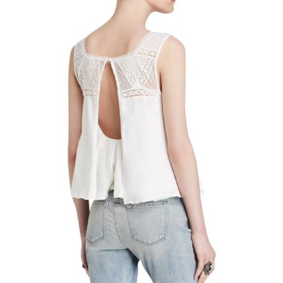 FREE PEOPLE Costa Mesh Babydoll Tank Top Shirt Medium - Picture 3 of 7